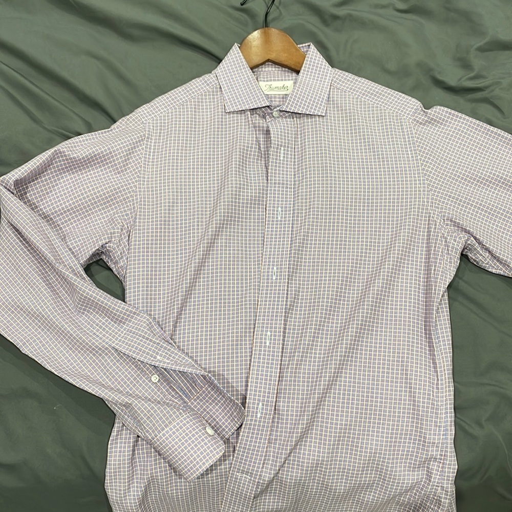 Red and blue checked long sleeved button down from Trumaker